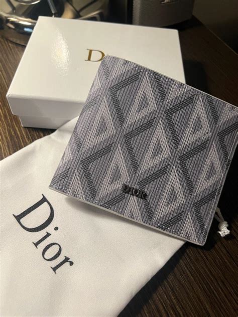 Vertical Long Wallet Beige and Black Dior Oblique Jacquard